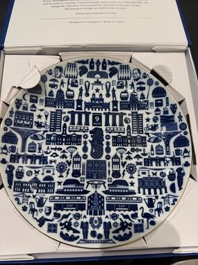 Singapore Blue Porcelain Plate by Supermamastore - Blue & White